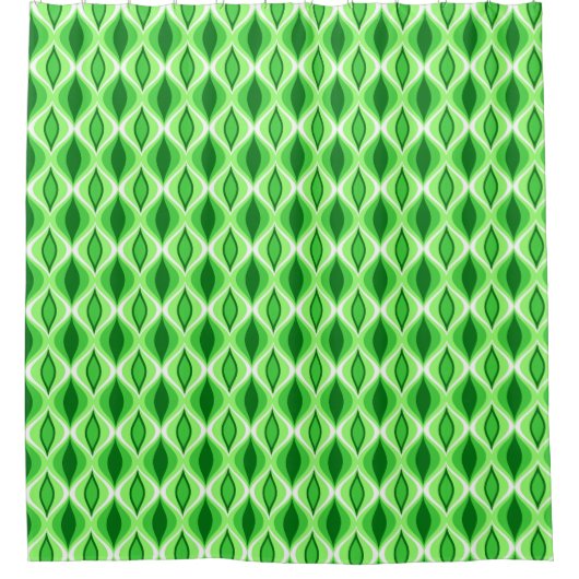 Mid-Century Modern Diamonds, Emerald & Lime Green Douchegordijn (Voorkant)