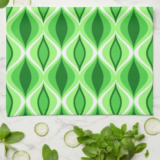 Mid-Century Modern Diamonds, Emerald & Lime Green Theedoek (Gevouwen)