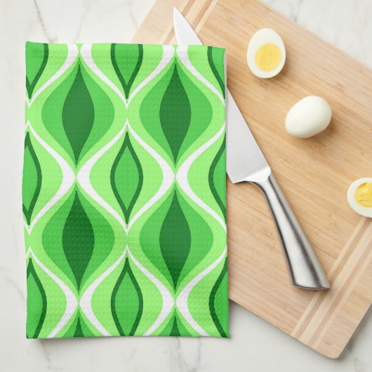 Mid-Century Modern Diamonds, Emerald & Lime Green Theedoek (Quarter Fold)