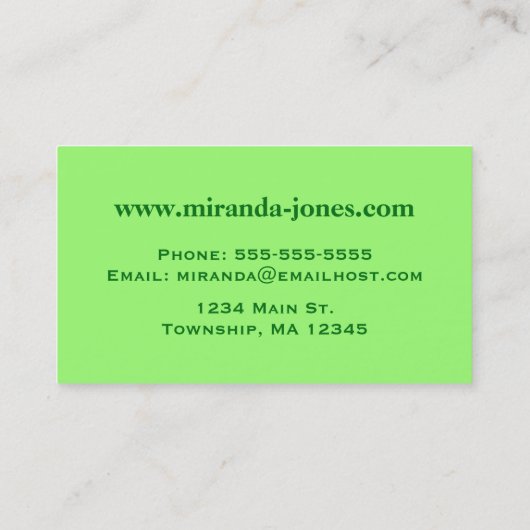 Mid-Century Modern Diamonds, Emerald & Lime Green Visitekaartje (Achterkant)