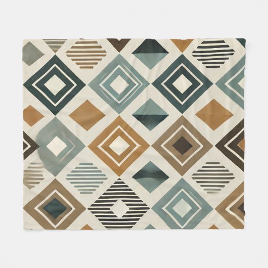 Mid-Century Modern Diamonds Fleece Deken (Voorkant (Horizontaal))