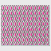 Mid-Century Modern Diamonds, Fuchsia en Grey Cadeaupapier (Vlak)