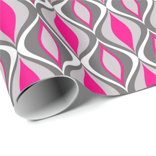 Mid-Century Modern Diamonds, Fuchsia en Grey Cadeaupapier (Rol Hoek)