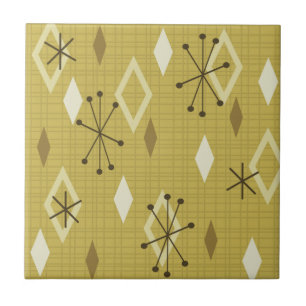 Mid Century Modern Diamonds Geel Tegeltje