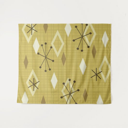 Mid Century Modern Diamonds Geel Wandkleed (Voorkant (horizontaal))
