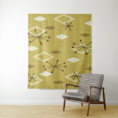 Mid Century Modern Diamonds Geel Wandkleed (In situ)