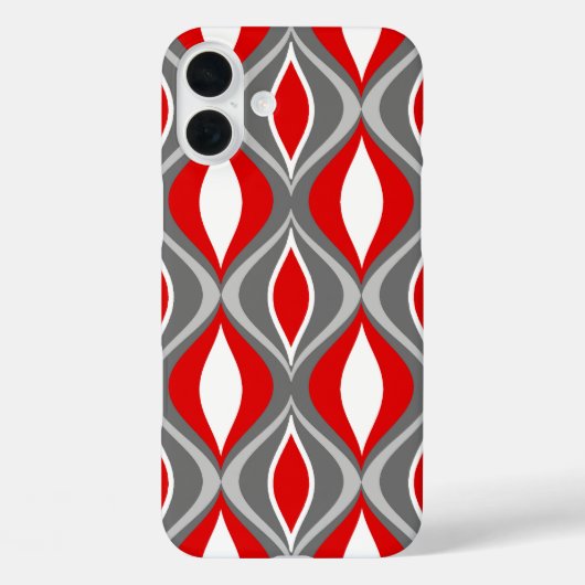 Mid-Century Modern Diamonds, grijs / grijs & rood Case-Mate iPhone Case (Achterkant)