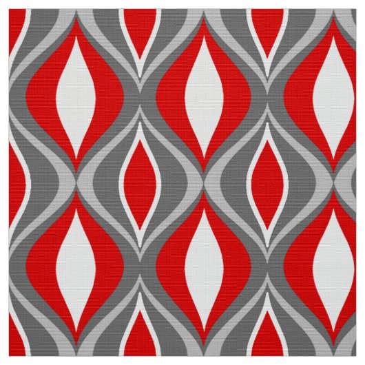 Mid-Century Modern Diamonds, grijs / grijs & rood Stof (Swatch)