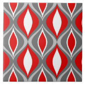 Mid-Century Modern Diamonds, grijs / grijs & rood Tegeltje (Voorkant)