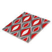 Mid-Century Modern Diamonds, grijs / grijs & rood Tegeltje (Zijkant)