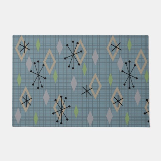 Mid Century Modern Diamonds laat grijs blauw Deurmat (Voorkant)