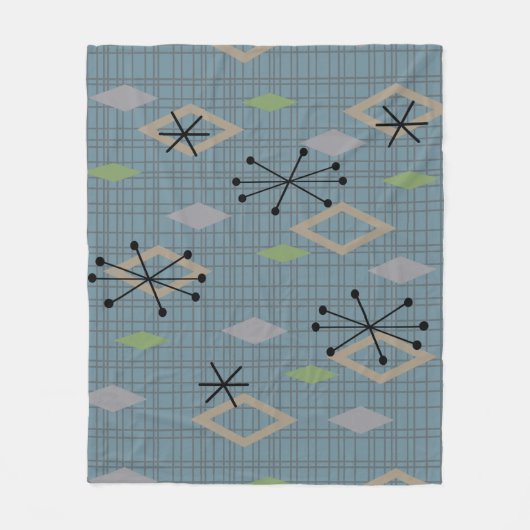 Mid Century Modern Diamonds laat grijs blauw Fleece Deken (Voorkant)