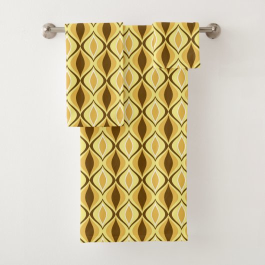 Mid-Century Modern Diamonds, Mustard Gold Bad Handdoek (Insitu)
