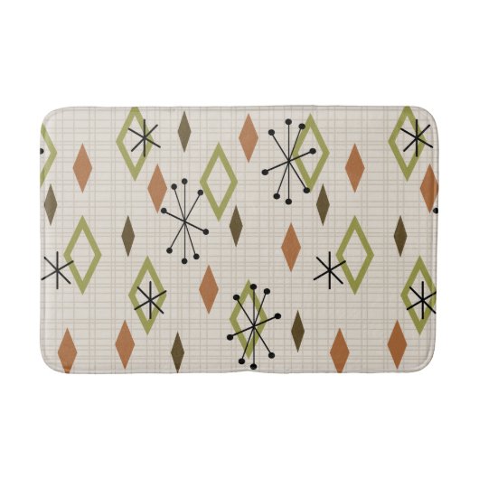 Mid Century Modern Diamonds Natuur Earth Tones Badmat (Voorkant)