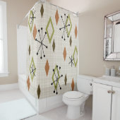 Mid Century Modern Diamonds Natuur Earth Tones Douchegordijn (In situ)