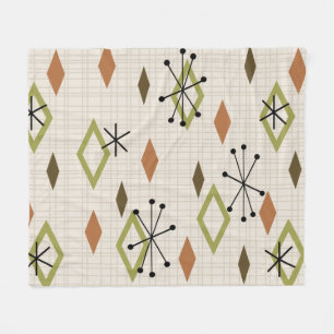 Mid Century Modern Diamonds Natuur Earth Tones Fleece Deken