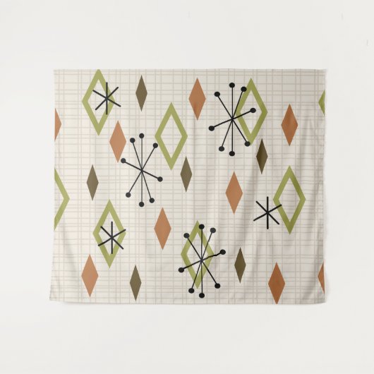 Mid Century Modern Diamonds Natuur Earth Tones Wandkleed (Voorkant (horizontaal))
