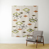 Mid Century Modern Diamonds Natuur Earth Tones Wandkleed (In situ)