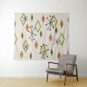 Mid Century Modern Diamonds Natuur Earth Tones Wandkleed (In Situ (horizontaal))