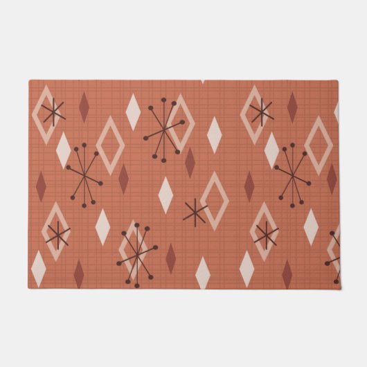Mid Century Modern Diamonds Oranje Deurmat (Voorkant)
