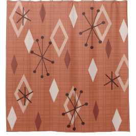 Mid Century Modern Diamonds Oranje Douchegordijn