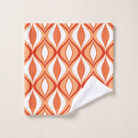 Mid-Century Modern Diamonds, Oranje en wit Bad Handdoek (Wasdoekje)