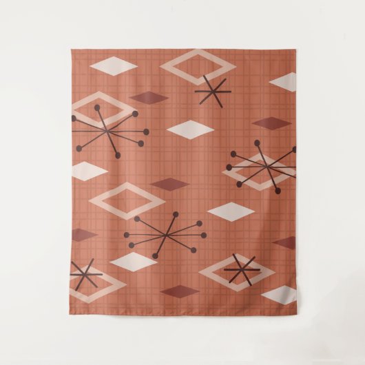 Mid Century Modern Diamonds Oranje Wandkleed (Voorkant)