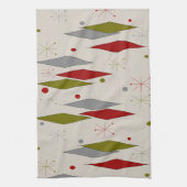 Mid-Century Modern Diamonds Red en Green Theedoek (Verticaal)