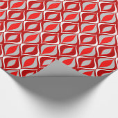 Mid-Century Modern Diamonds, Rood & Grijs / Grijs Cadeaupapier (Hoek)