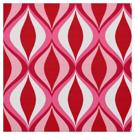 Mid-Century Modern Diamonds, Rood, Roze en Wit Stof (Swatch)