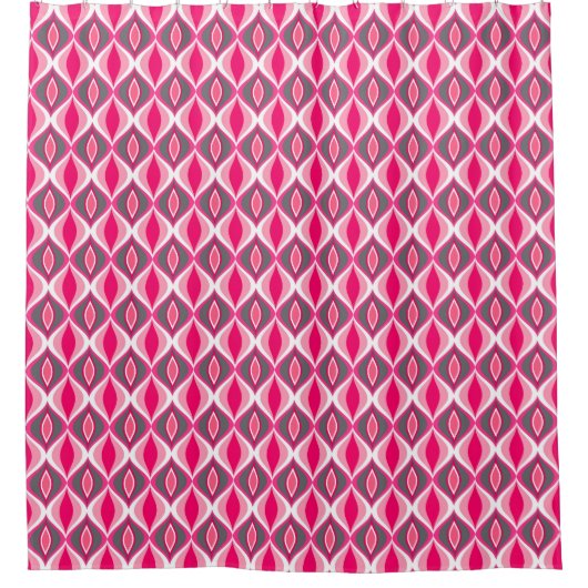 Mid-Century Modern Diamonds, Roze, Fuchsia en Gray Douchegordijn (Voorkant)