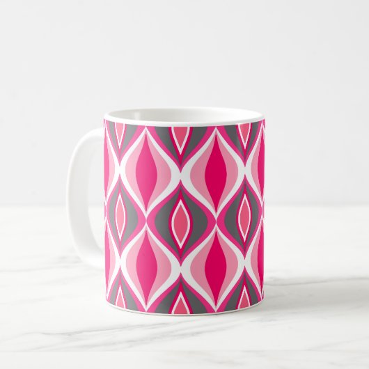 Mid-Century Modern Diamonds, Roze, Fuchsia en Gray Koffiemok (Voorkant links)