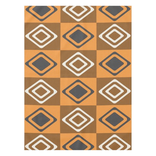 Mid Century Modern Diamonds Sinaasappel Bruin Tafelkleed (Voorkant)
