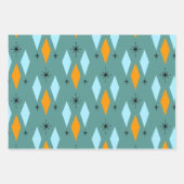 Mid Century Modern Diamonds Starburst Blauwgroen S Inpakpapier Vel (Voorkant 3)
