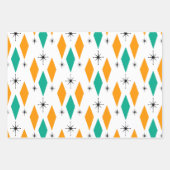 Mid Century Modern Diamonds Starburst Blauwgroen S Inpakpapier Vel (Voorkant)