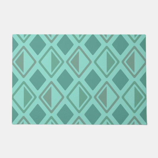 Mid Century Modern Diamonds Turquoise Deurmat (Voorkant)