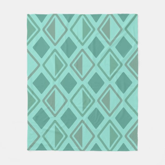 Mid Century Modern Diamonds Turquoise Fleece Deken (Voorkant)