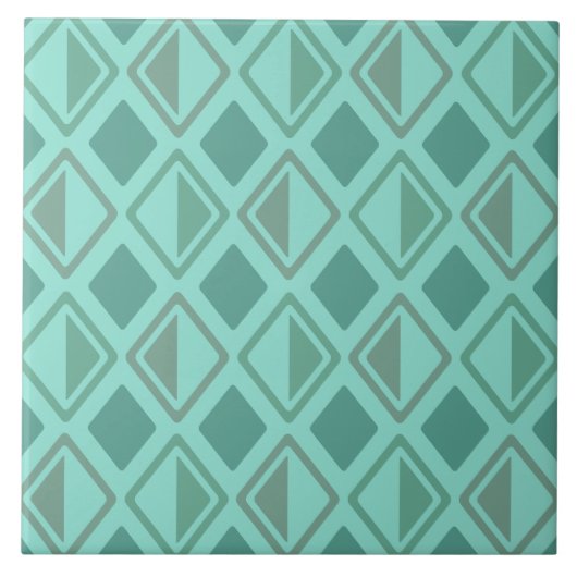 Mid Century Modern Diamonds Turquoise Tegeltje (Voorkant)