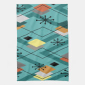 Mid Century Modern Diamonds Turquoise Theedoek (Verticaal)