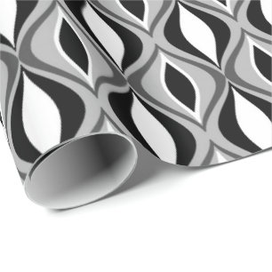 Mid-Century Modern Diamonds, zwart, wit en grijs Cadeaupapier