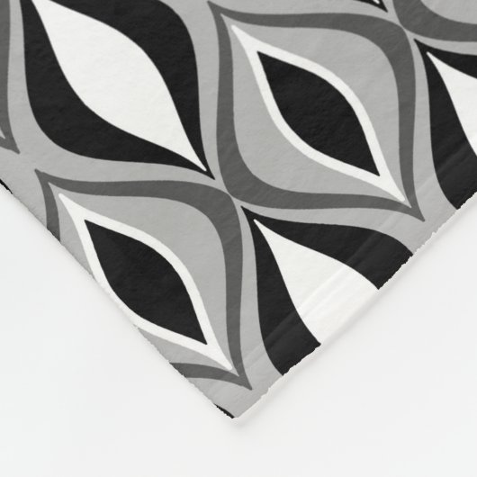 Mid-Century Modern Diamonds, zwart, wit en grijs Fleece Deken (Hoek)