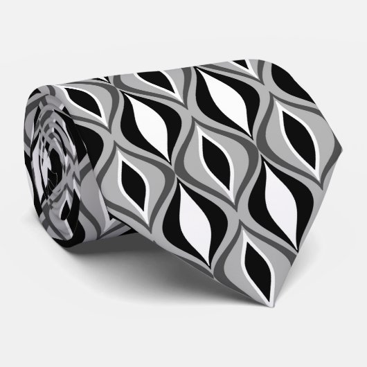 Mid-Century Modern Diamonds, zwart, wit en grijs Stropdas (Opgerold)