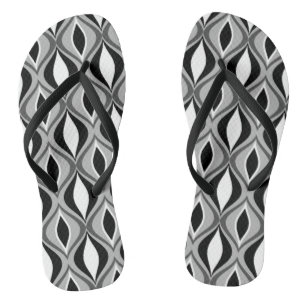 Mid-Century Modern Diamonds, zwart, wit en grijs Teenslippers