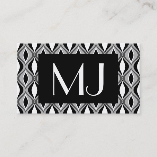 Mid-Century Modern Diamonds, zwart, wit en grijs Visitekaartje (Voorkant)