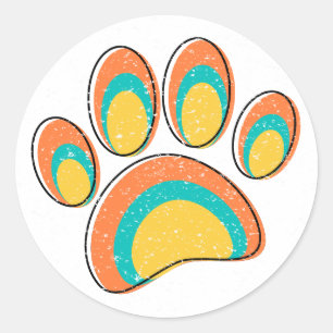 Mid Century Modern Dog Paw Old Print Ronde Sticker