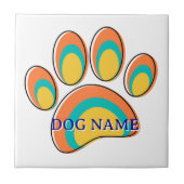 Mid Century Modern Dog Paw Print Aangepaste naam Tegeltje (Voorkant)