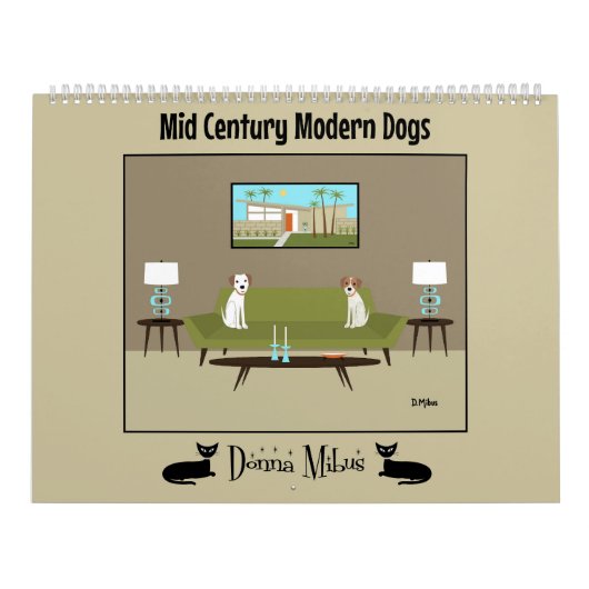 Mid Century Modern Dogs  Kalender (Hoes)
