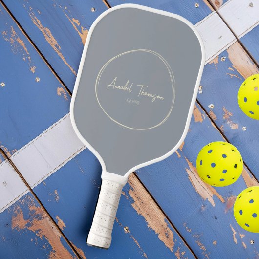 Mid-Century Modern Duifgrijs | Scriptnaam Pickleball Paddle