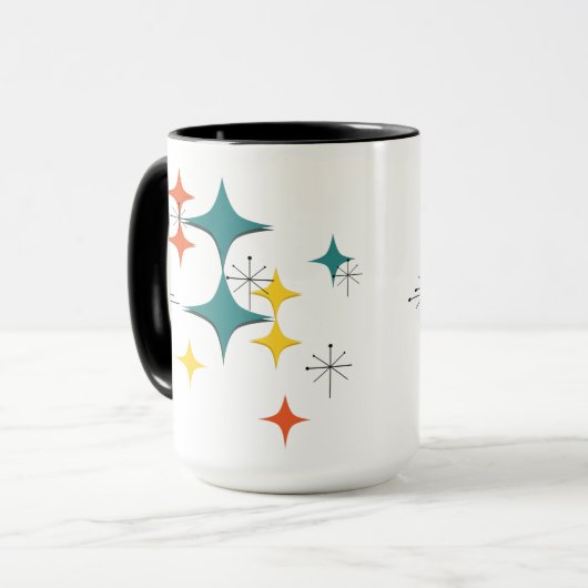 Mid Century Modern Eames Atomic Era Starbursts Mok (Voorkant links)