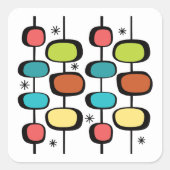 Mid Century Modern Eames Atomic Ovals Stars Poles Vierkante Sticker (Voorkant)